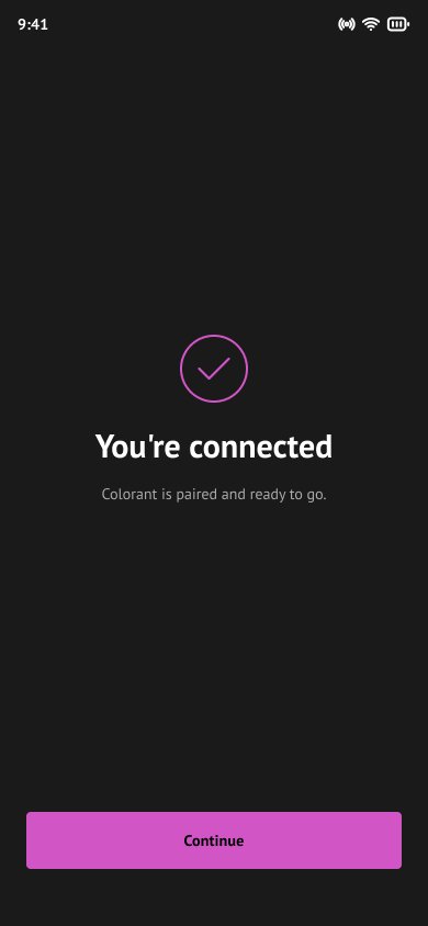 Paired — the Colorant is connected and ready to go