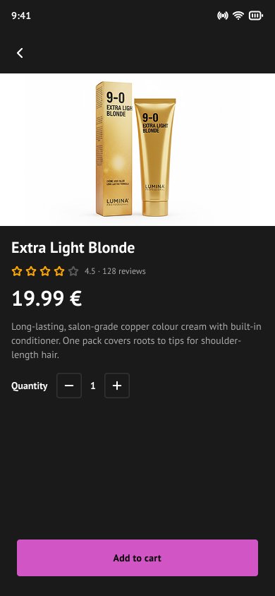 Product detail — Extra Light Blonde, rating, price, description and quantity